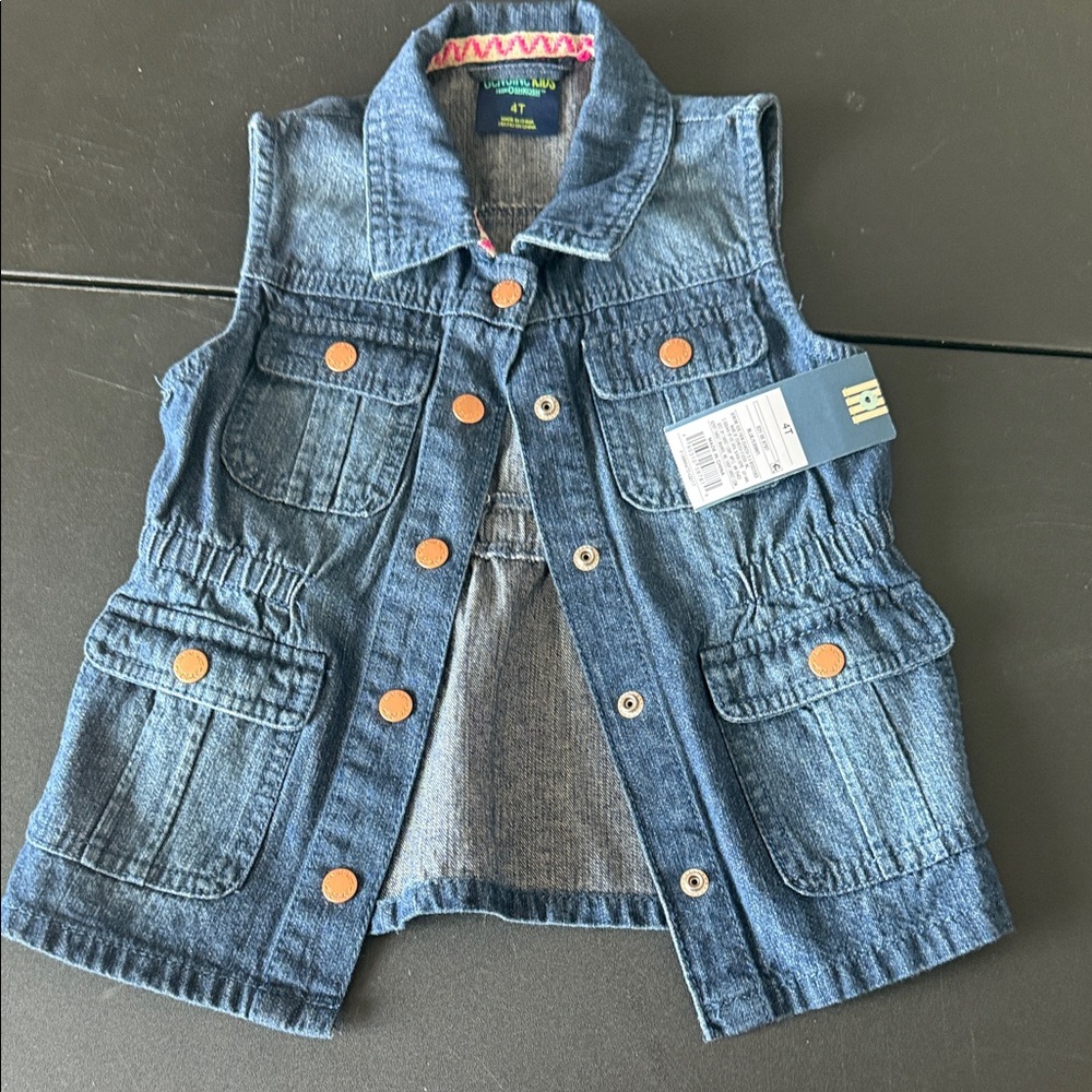 Kids Denim Vest with Orange Accents